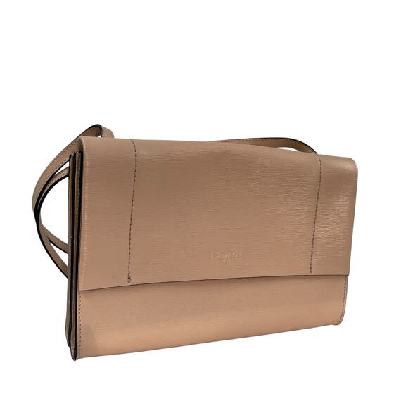Ted Baker Shoulder Bag Crossbody Pink Leather Flap Over Designer Fringe Charm - Picture 1 of 9